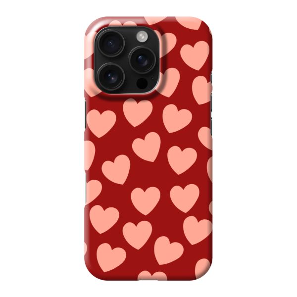 Volledig bedrukt iPhone 16 Pro hard case hoesje met Lichte Hartjes