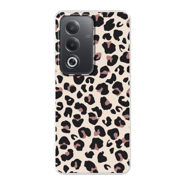 Coque Oppo A80 flexible transparente avec imprimé panthère – léopard beige