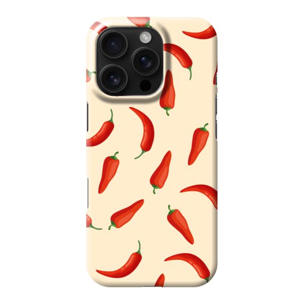 Volledig bedrukt iPhone 16 Pro hard case hoesje met Rode Pepers - Chili Pepper Patroon