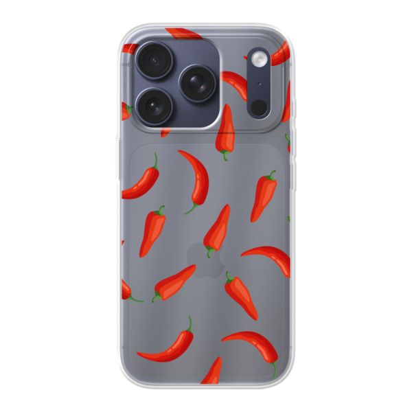 Coque iPhone 17 Pro flexible transparente avec Piments Rouges - Motif Transparent Chili Pepper