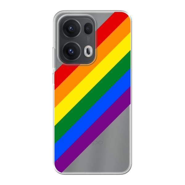 Coque Oppo Reno13 Pro flexible transparente avec arc-en-ciel diagonal - rayures Pride