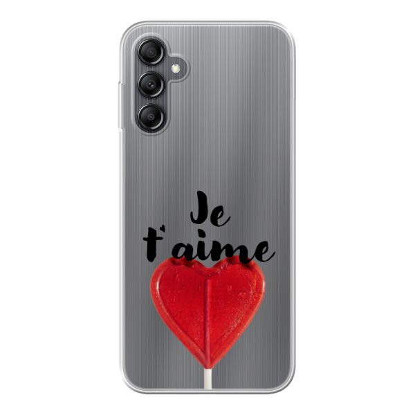 Transparant flexibel Samsung Galaxy A14 hoesje met Hartvormige Lolly - Je t'aime