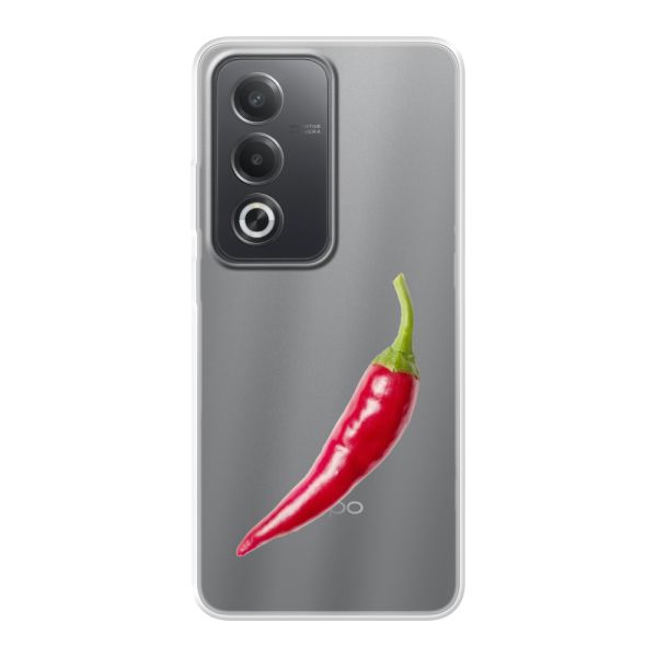 Transparant flexibel Oppo A80 hoesje met Rode Peper - Pittig Design
