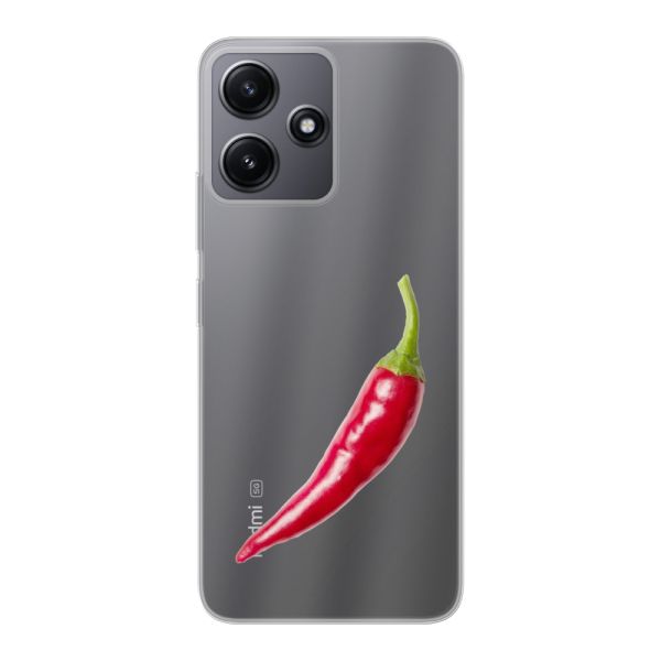 Transparant flexibel Xiaomi Redmi 12 hoesje met Rode Peper - Pittig Design