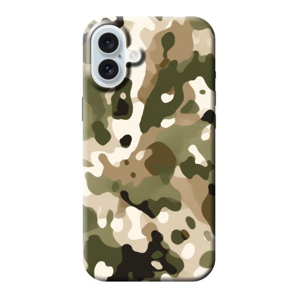 Besonders robuste iPhone 16 Plus Hülle mit Camouflage-Print - Tarnmuster