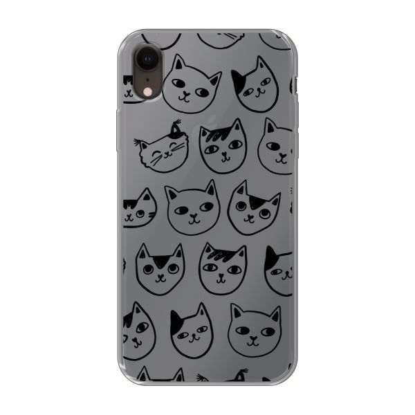 Transparant flexibel iPhone Xr hoesje met kattenkoppen - Transparante kattenprint