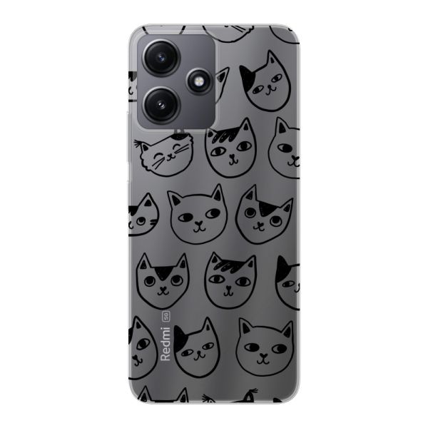 Coque Xiaomi Redmi 12 flexible transparente avec têtes de chat - Imprimé chats transparent