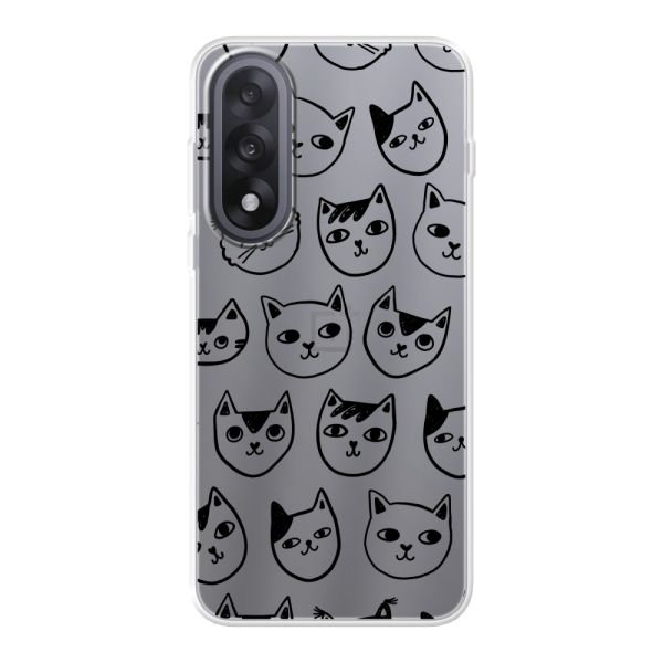 Coque OnePlus Nord 5 flexible transparente avec têtes de chat - Imprimé chats transparent