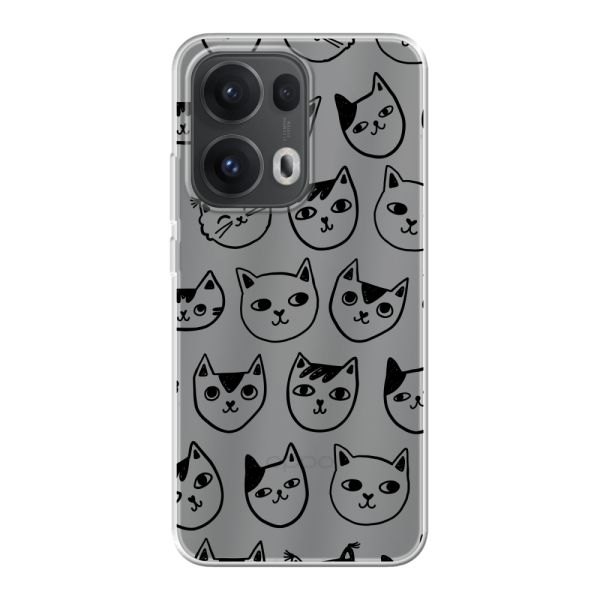 Coque Oppo Reno13 Pro flexible transparente avec têtes de chat - Imprimé chats transparent