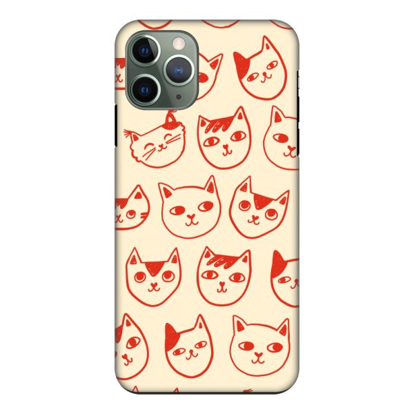 Besonders robuste iPhone 11 Pro Hülle mit Katzenköpfen - Rote Katzen auf Cremeweiß
