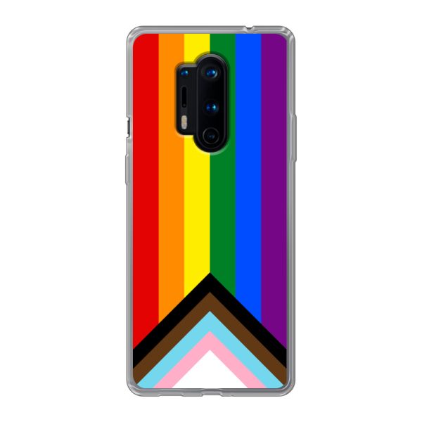 Flexibel OnePlus 8 Pro hoesje met Regenboog Vlag - Progress Pride Vlag