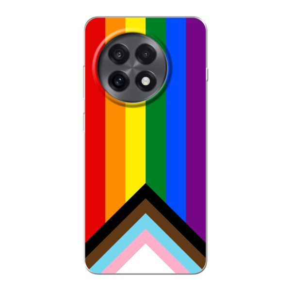 Transparente flexible OnePlus 13R Hülle mit Regenbogenfahne - Progress Pride Flagge