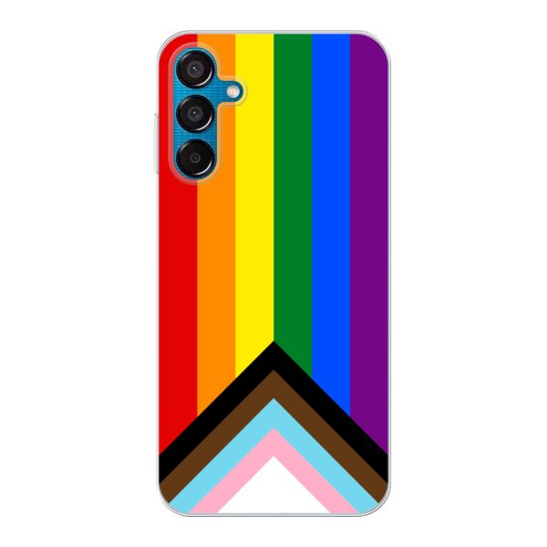 Coque Samsung Galaxy M15 flexible transparente avec Drapeau arc-en-ciel - Drapeau Progress Pride
