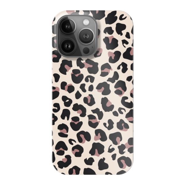 Coque hard case iPhone 13 Pro entièrement imprimée avec imprimé panthère – Imprimé léopard beige rose brillant