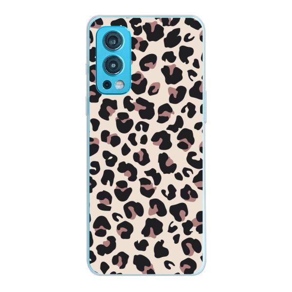 Transparant flexibel OnePlus Nord 2 5G hoesje met Panter Print - Beige Luipaardprint