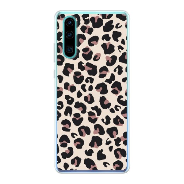 Transparant flexibel Huawei P30 hoesje met Panter Print - Beige Luipaardprint