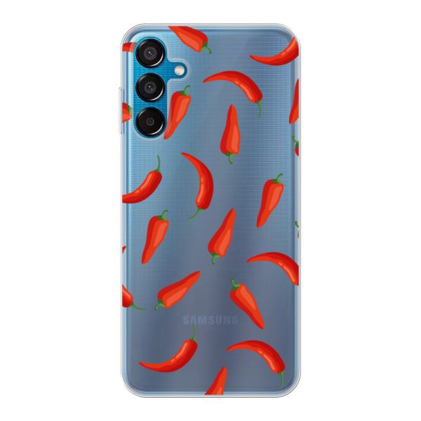 Coque Samsung Galaxy M15 flexible transparente avec Piments Rouges - Motif Transparent Chili Pepper
