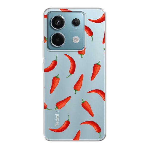 Coque Xiaomi Poco X6 flexible transparente avec Piments Rouges - Motif Transparent Chili Pepper