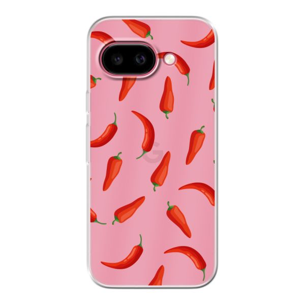Coque Google Pixel 9A flexible transparente avec Piments Rouges - Motif Transparent Chili Pepper