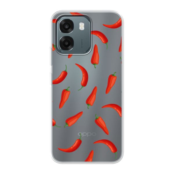 Coque Oppo A6 5G flexible transparente avec Piments Rouges - Motif Transparent Chili Pepper