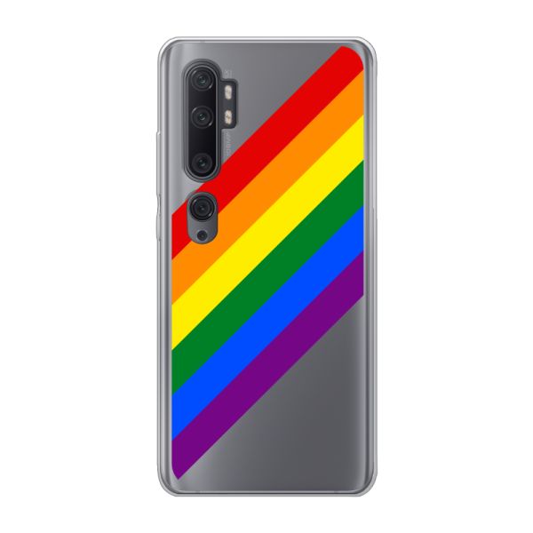 Transparant flexibel Xiaomi Mi Note 10 hoesje met Diagonale Regenboog - Pride Strepen