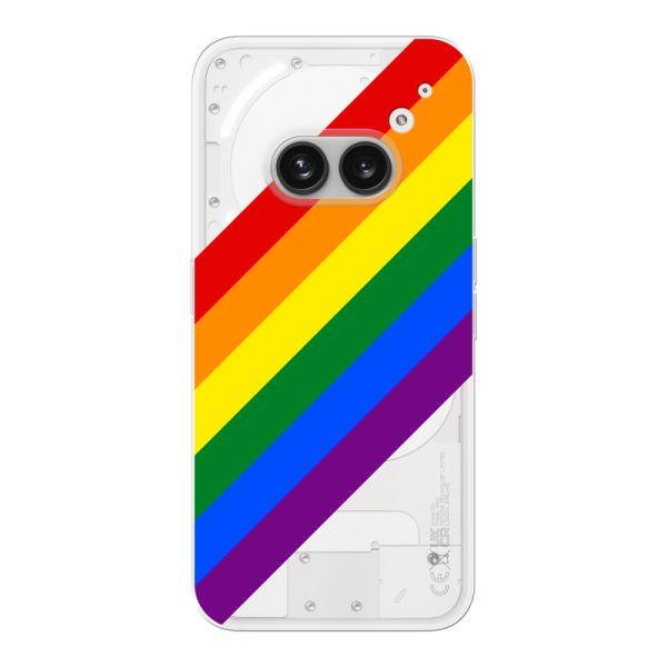 Transparant flexibel Nothing Phone (2a) hoesje met Diagonale Regenboog - Pride Strepen