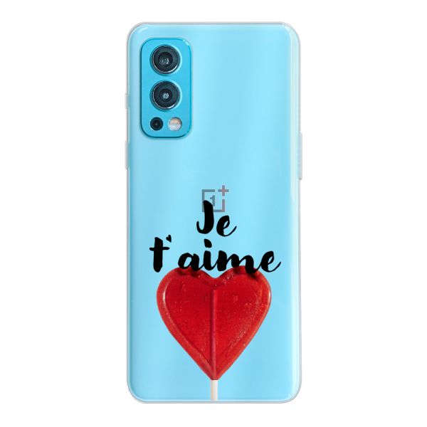 Transparant flexibel OnePlus Nord 2 5G hoesje met Hartvormige Lolly - Je t'aime