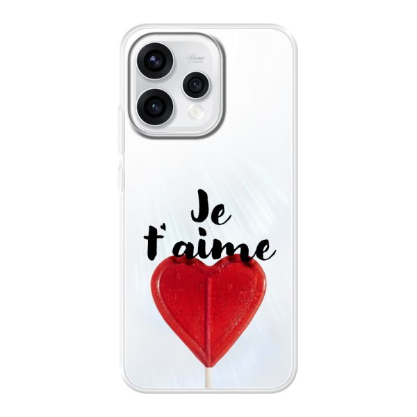 Coque Oppo Reno15 flexible transparente avec sucette en forme de cœur - Je t'aime