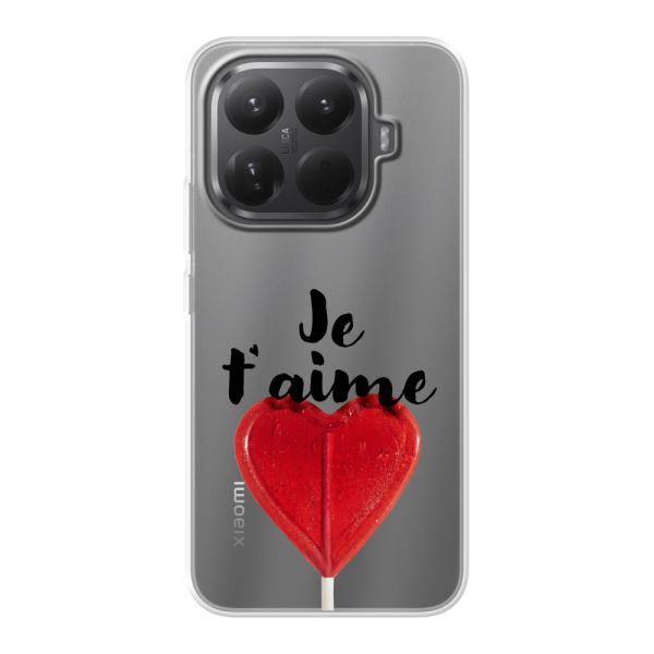 Transparant flexibel Xiaomi 15T Pro hoesje met Hartvormige Lolly - Je t'aime