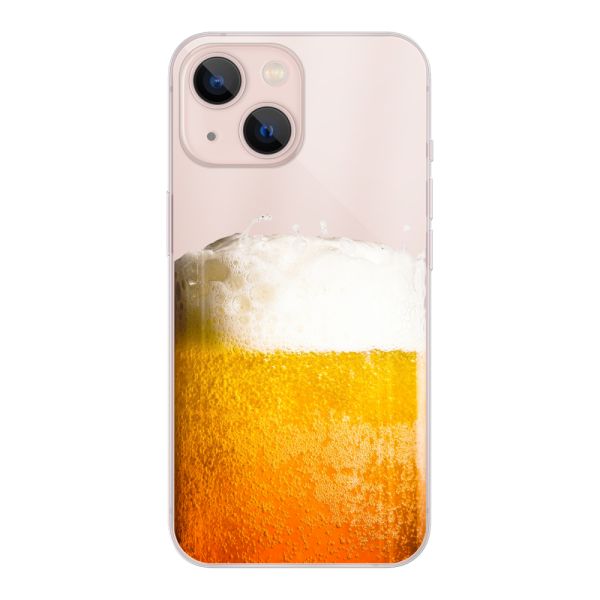 Transparant flexibel iPhone 13 mini hoesje met Vers Getapt Biertje - Bierprint
