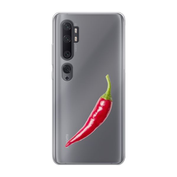 Transparant flexibel Xiaomi Mi Note 10 hoesje met Rode Peper - Pittig Design