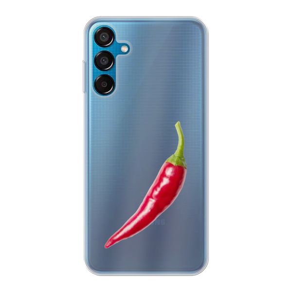 Transparant flexibel Samsung Galaxy M15 hoesje met Rode Peper - Pittig Design