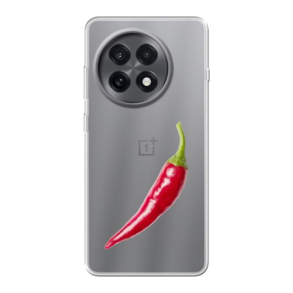 Transparant flexibel OnePlus 13R hoesje met Rode Peper - Pittig Design