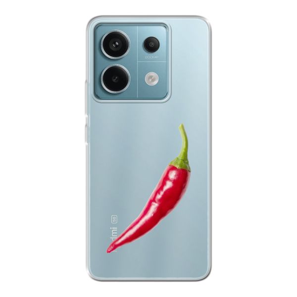 Coque Xiaomi Redmi Note 13 Pro 5G flexible transparente avec piment rouge - Design épicé