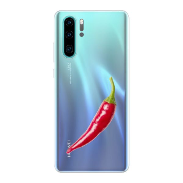 Transparant flexibel Huawei P30 hoesje met Rode Peper - Pittig Design