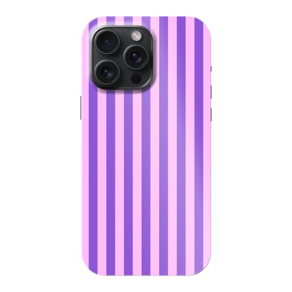 Coque iPhone 15 Pro Max ultra-résistante à rayures pastel violet-rose