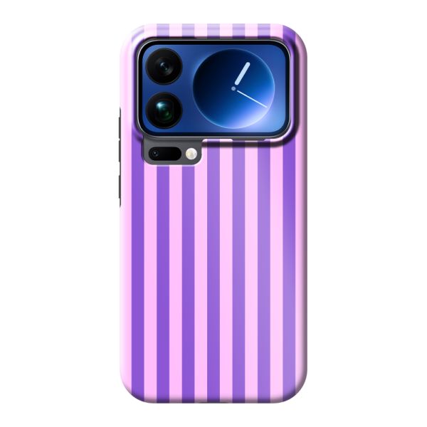 Coque Xiaomi 17 Pro Max ultra-résistante à rayures pastel violet-rose