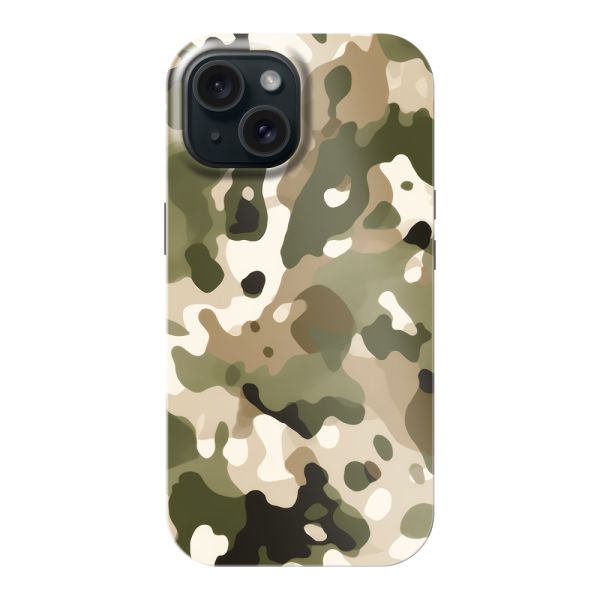 Besonders robuste iPhone 15 Hülle mit Camouflage-Print - Tarnmuster
