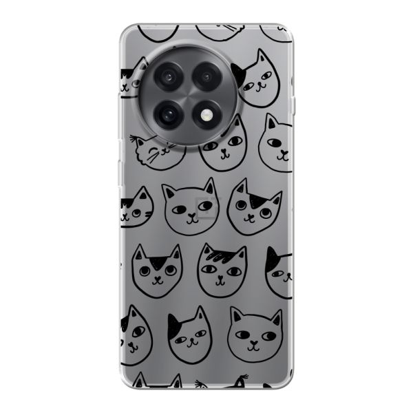 Transparente flexible OnePlus 13R Hülle mit Katzenköpfen - Transparenter Katzenprint