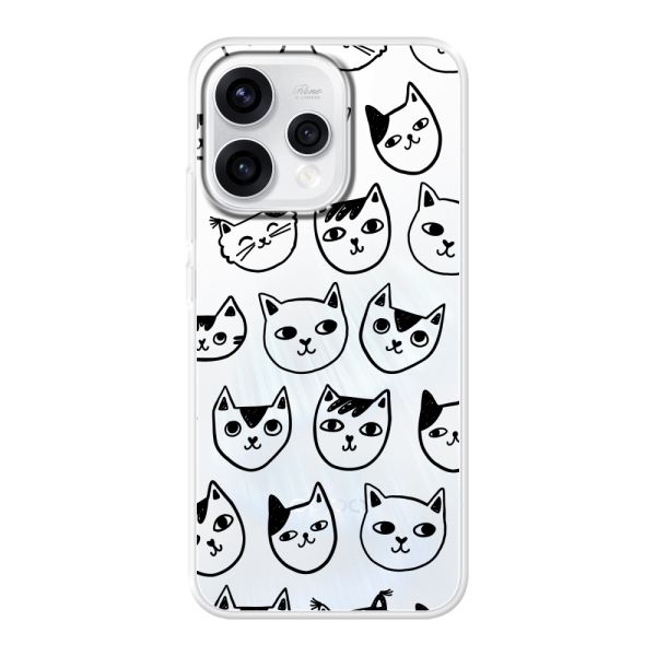 Funda Oppo Reno15 flexible transparente con cabezas de gato - Estampado de gatos transparente