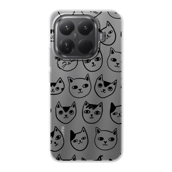 Coque Xiaomi 15T Pro flexible transparente avec têtes de chat - Imprimé chats transparent