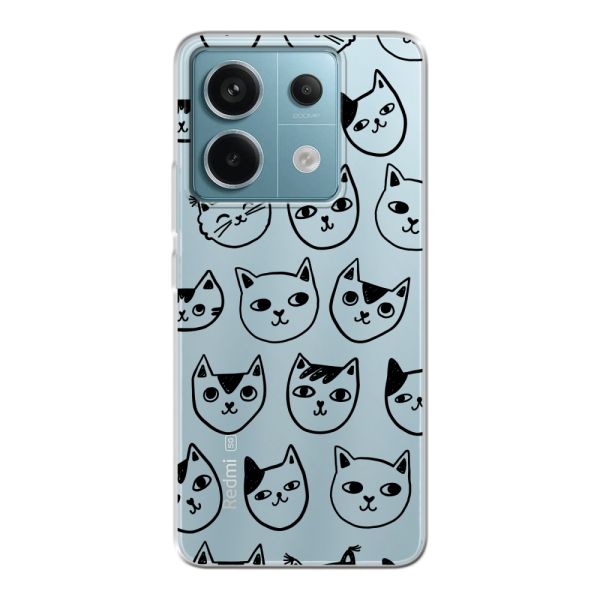 Coque Xiaomi Poco X6 flexible transparente avec têtes de chat - Imprimé chats transparent