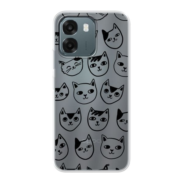Coque Oppo A6 4G flexible transparente avec têtes de chat - Imprimé chats transparent