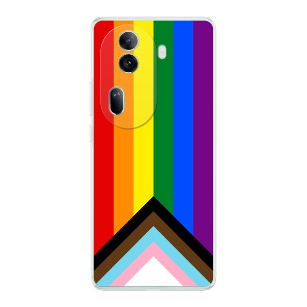 Flexibel Oppo Reno 11 Pro hoesje met Regenboog Vlag - Progress Pride Vlag