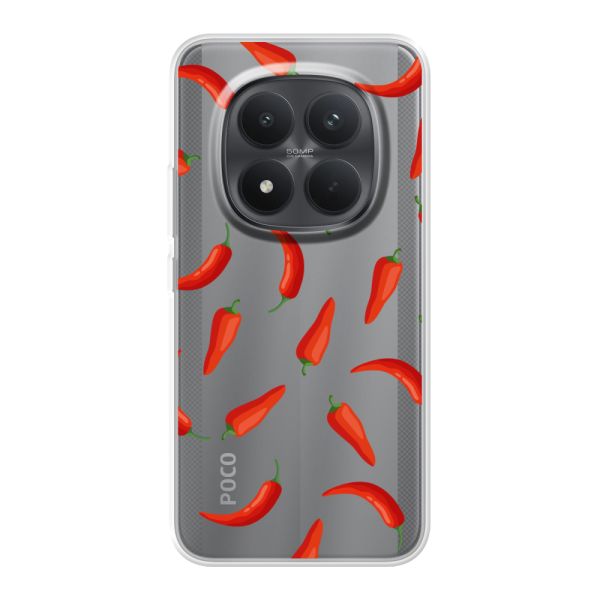 Transparant flexibel Xiaomi Poco M8 Pro hoesje met Rode Pepers - Transparant Chili Pepper Patroon