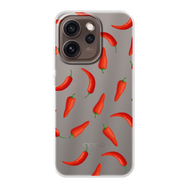 Coque Oppo Reno15 Pro Max flexible transparente avec Piments Rouges - Motif Transparent Chili Pepper