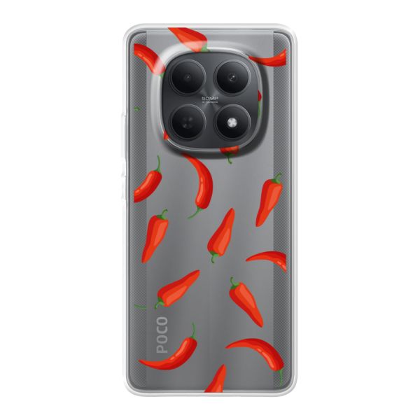 Transparant flexibel Xiaomi Poco M8 hoesje met Rode Pepers - Transparant Chili Pepper Patroon