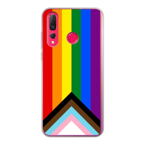 Flexibel Huawei P30 Lite hoesje met Regenboog Vlag - Progress Pride Vlag