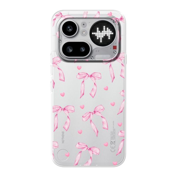 Transparant flexibel Nothing Phone (4a) Pro hoesje met Roze Strikjes en Hartjes