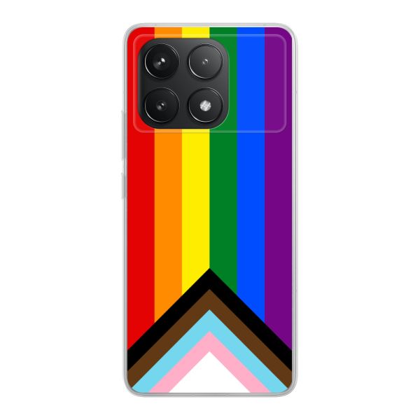 Flexibel Xiaomi Poco F6 Pro hoesje met Regenboog Vlag - Progress Pride Vlag